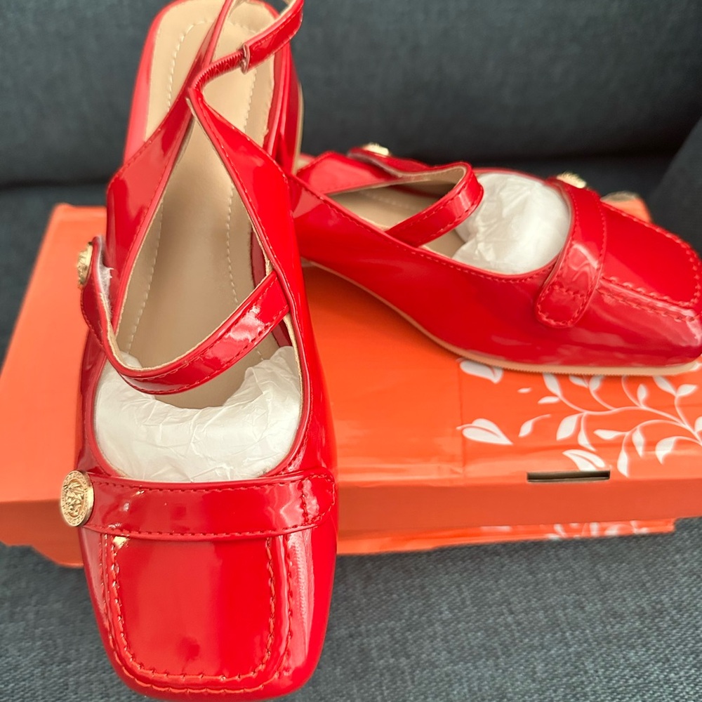 Red Patent Leather Slingback Flats